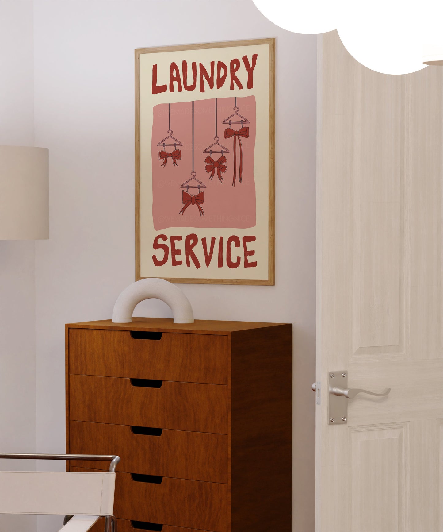 Bow Poster, Laundry Day Poster, Apartment Decor, Retro Wall Art, Coquette Room Decor, Pink Wall Art, Y2K Room Decor, Pink wall art