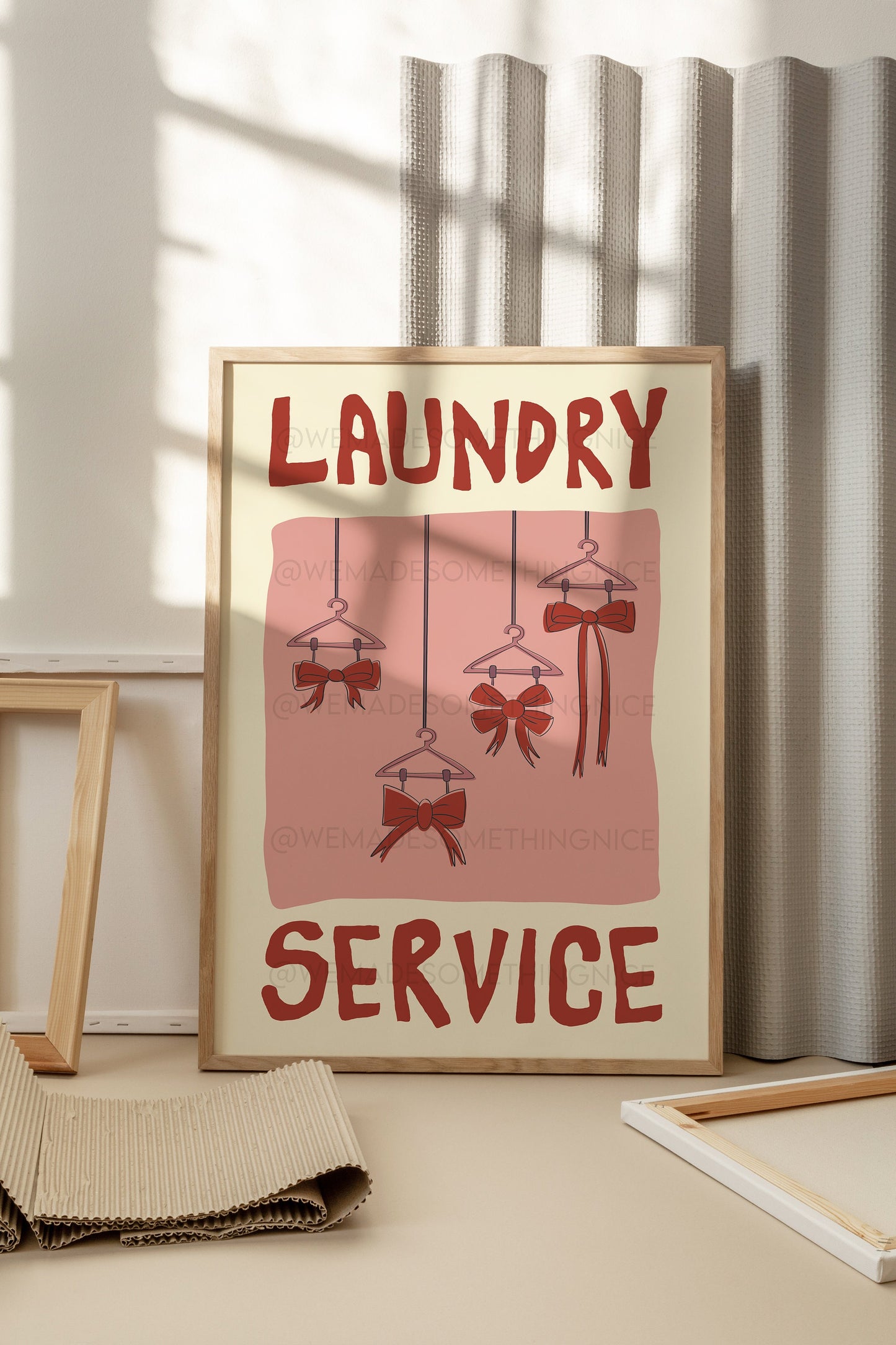 Bow Poster, Laundry Day Poster, Apartment Decor, Retro Wall Art, Coquette Room Decor, Pink Wall Art, Y2K Room Decor, Pink wall art