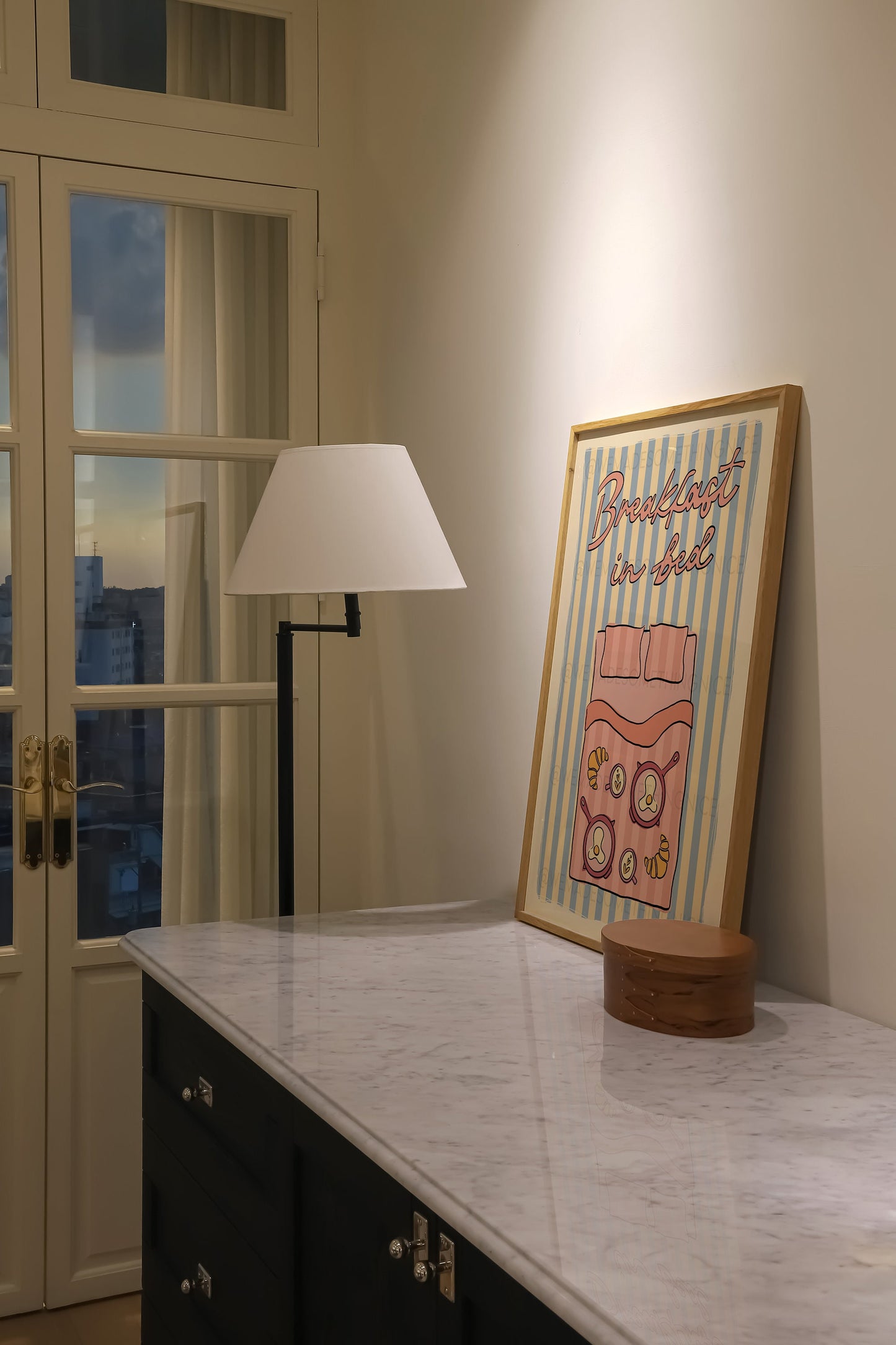 Breakfast In Bed Poster, Coffee Poster, Apartment Decor, Retro Wall Art, Coquette Room Decor, Pink Wall Art, Y2K Room Decor, Retro Wall Art