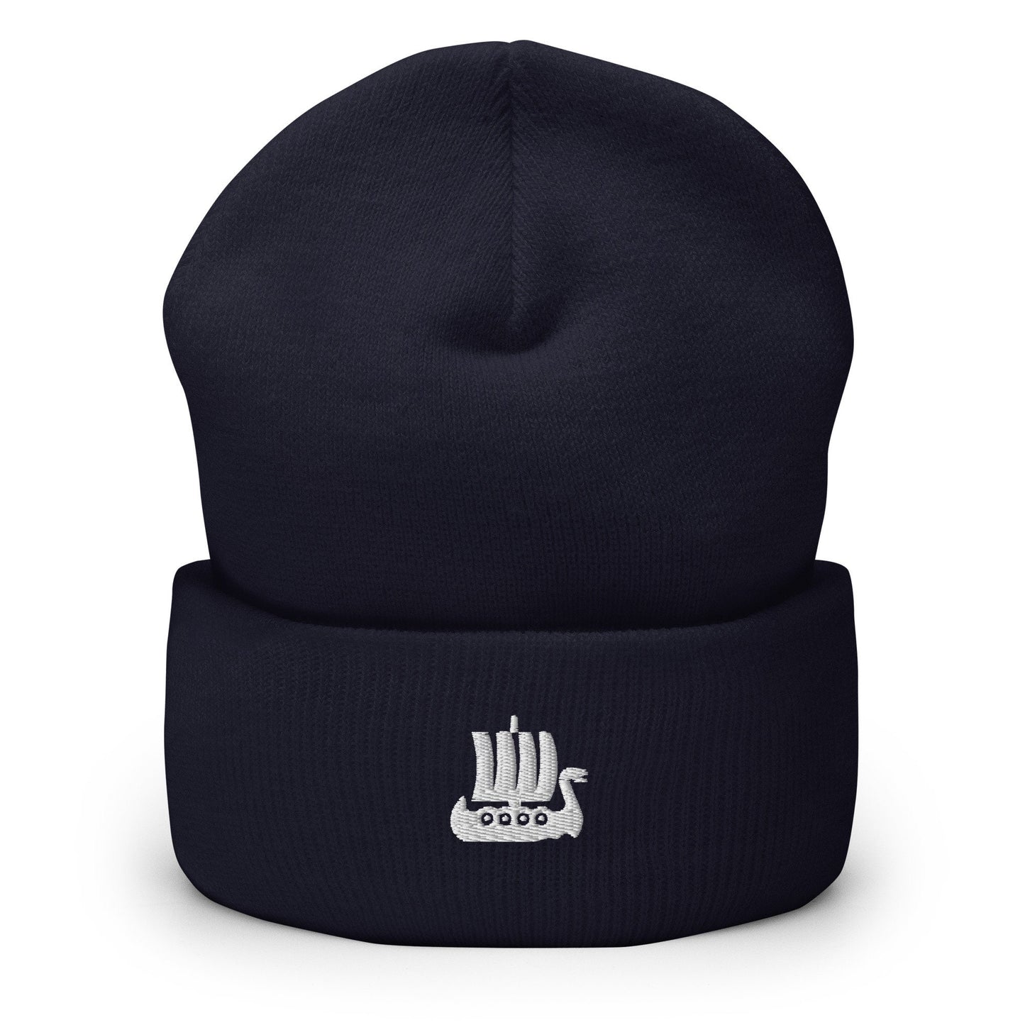 Viking Ship Embroidered Beanie, Vikings Toque, Scandinavian Minimalist Logo Hat, Explorer Spirit Skull Cap