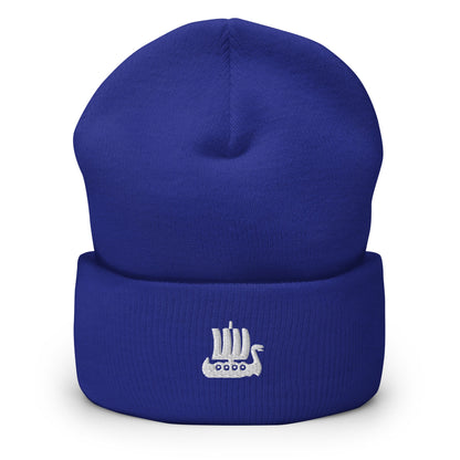 Viking Ship Embroidered Beanie, Vikings Toque, Scandinavian Minimalist Logo Hat, Explorer Spirit Skull Cap