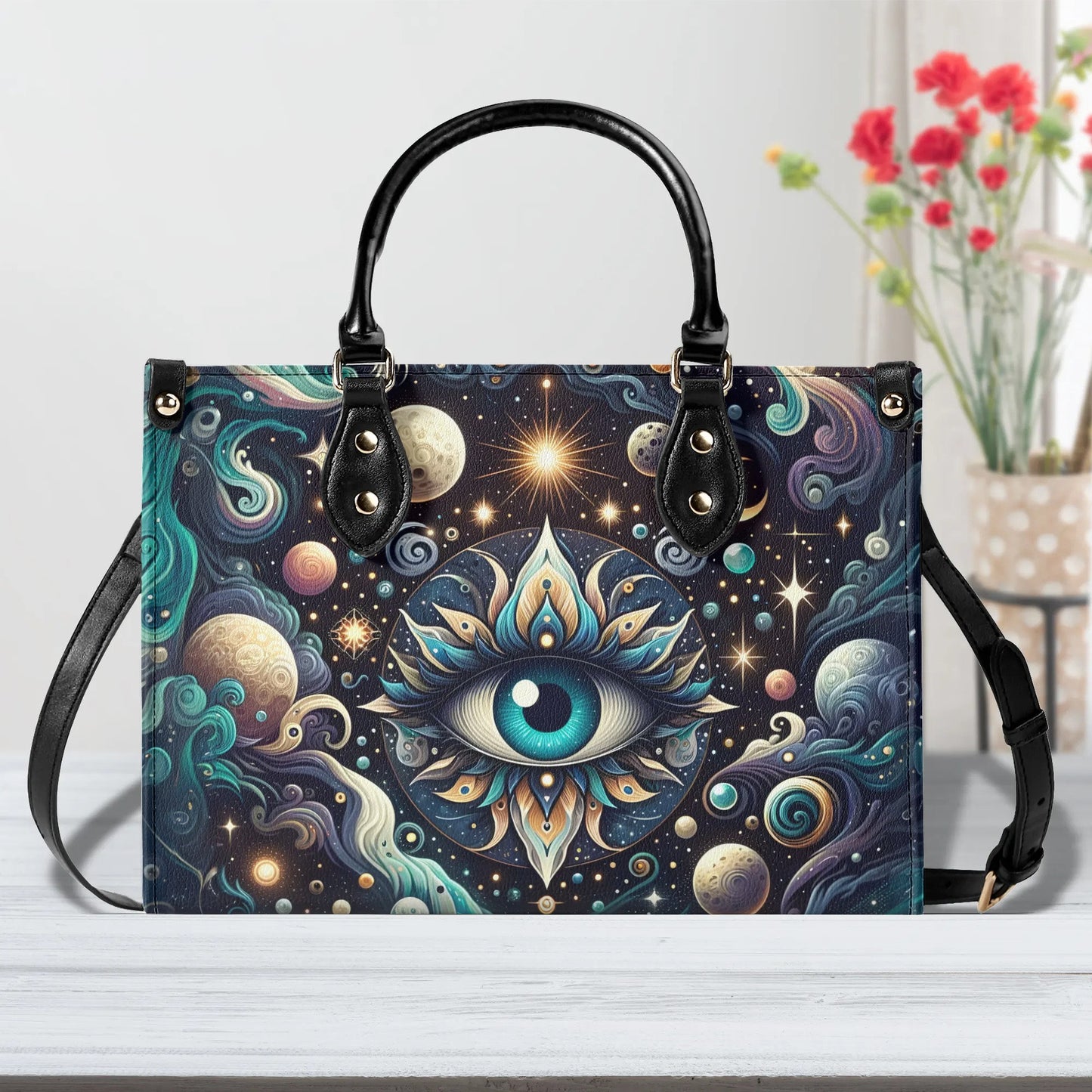 Third Eye Mystical Handbag. Trendy Handbag, Waterproof PU Leather Handbag, Top Handle Vegan Leather, Crossbody, Shoulder bag