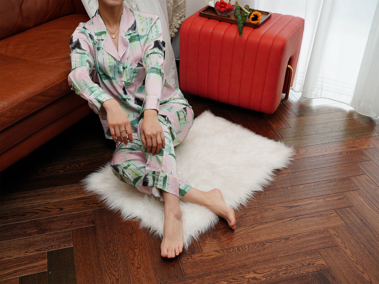 Luxurious Women's Pyjama Set Long Sleeve ,Bride and Bridesmaid Pajama , Gift For Her?Peak  Print?Could Be Wear Outside