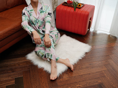 Luxurious Women's Pyjama Set Long Sleeve ,Bride and Bridesmaid Pajama , Gift For Her?Peak  Print?Could Be Wear Outside