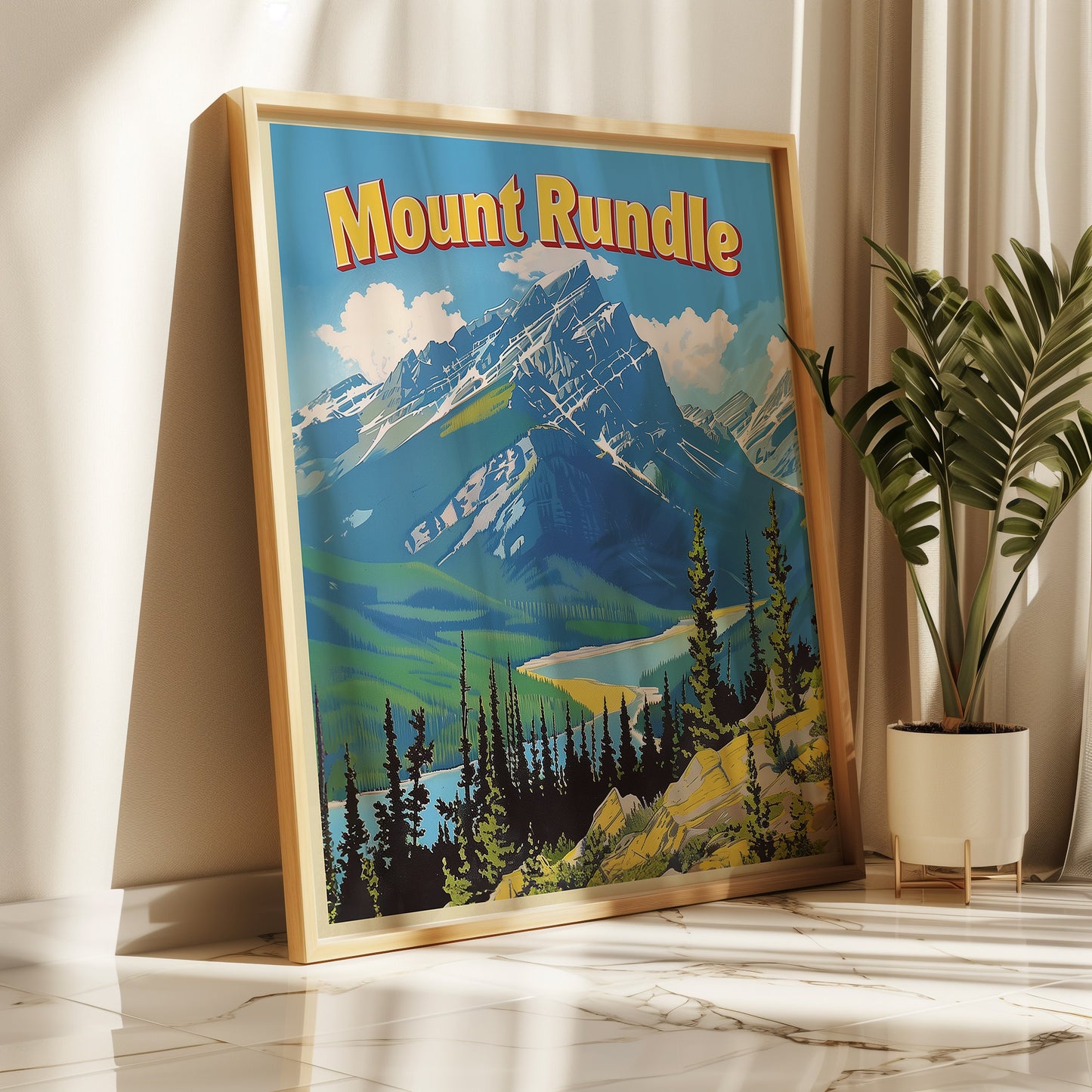 Vintage Banff Travel Poster Mount Rundle Alberta Canada Retro Print Canadian Rockies Poster Canada Travel Print Banff National Park Poster