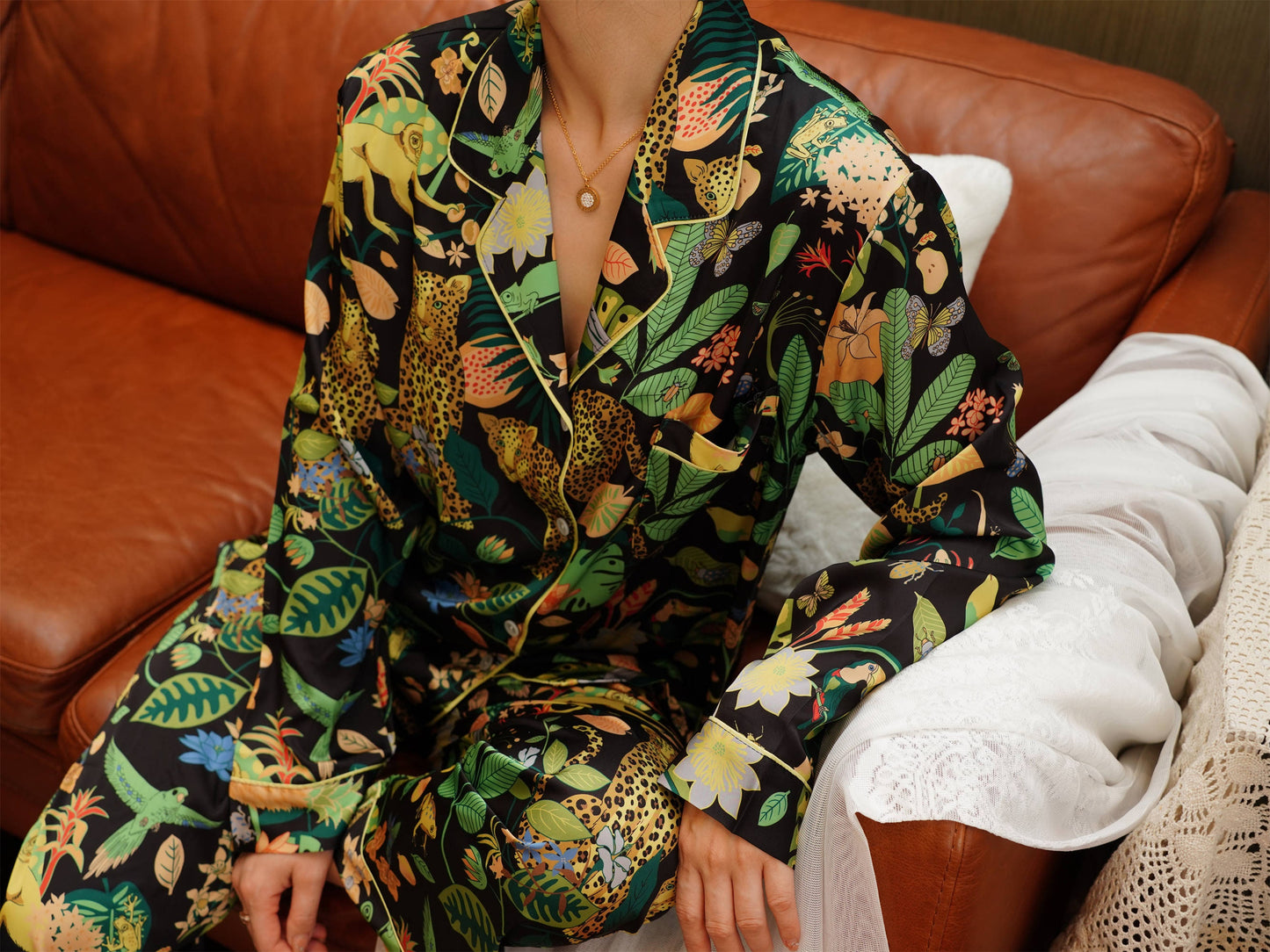 Leopard Print Women's Pyjama Set ,Long Sleeves ,Bride and Bridesmaid Pajama , Birthday Gift For Her ,Could Be Wear Outside