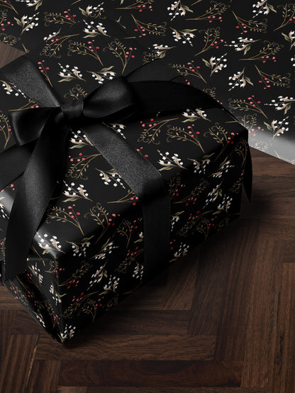 Floral Gift Wrap Botanical Flower Print Wrapping Paper Pattern Botanical Print Gift Wrap Wedding Wrapping Paper Roll Elegant Gift Wrap