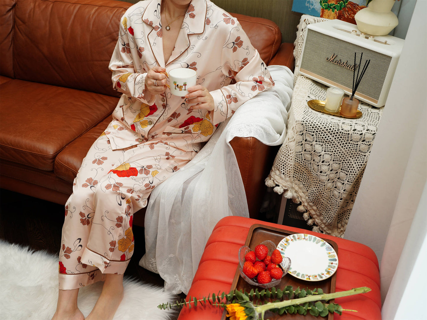 Unique Floral Long Pyjama Set, Bride And Bridesmaids Pajama, Pajama Set For Women , Gift For Her,Could Be Wear Outside