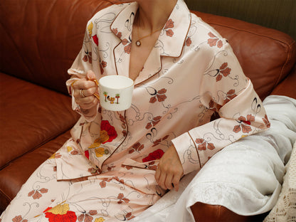 Unique Floral Long Pyjama Set, Bride And Bridesmaids Pajama, Pajama Set For Women , Gift For Her,Could Be Wear Outside
