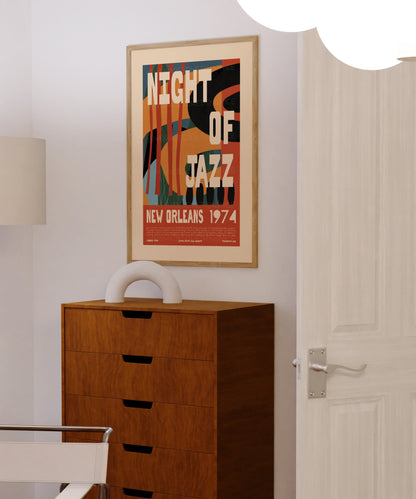 New Orleans Jazz Poster, Music Print, Music Poster, Kitchen Art, Music Lover, Lyrics Poster, Wall Art, Home Decor, Mid Century Modern
