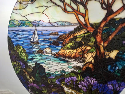 California Coast: Stained Glass Style Window Hanging