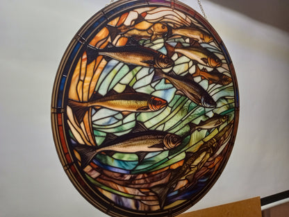 Steelhead Trout: Stained Glass Style Window Hanging