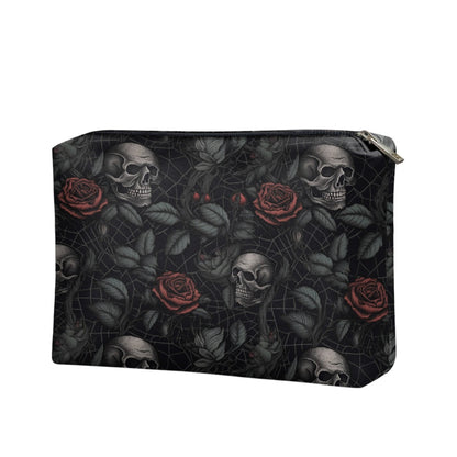 Gothic PU Leather Tote Bag, Dark Roses and skull Trendy Fashion Handbag, Dark academia Vegan Leather Handbag Gift, Black Rose Purse