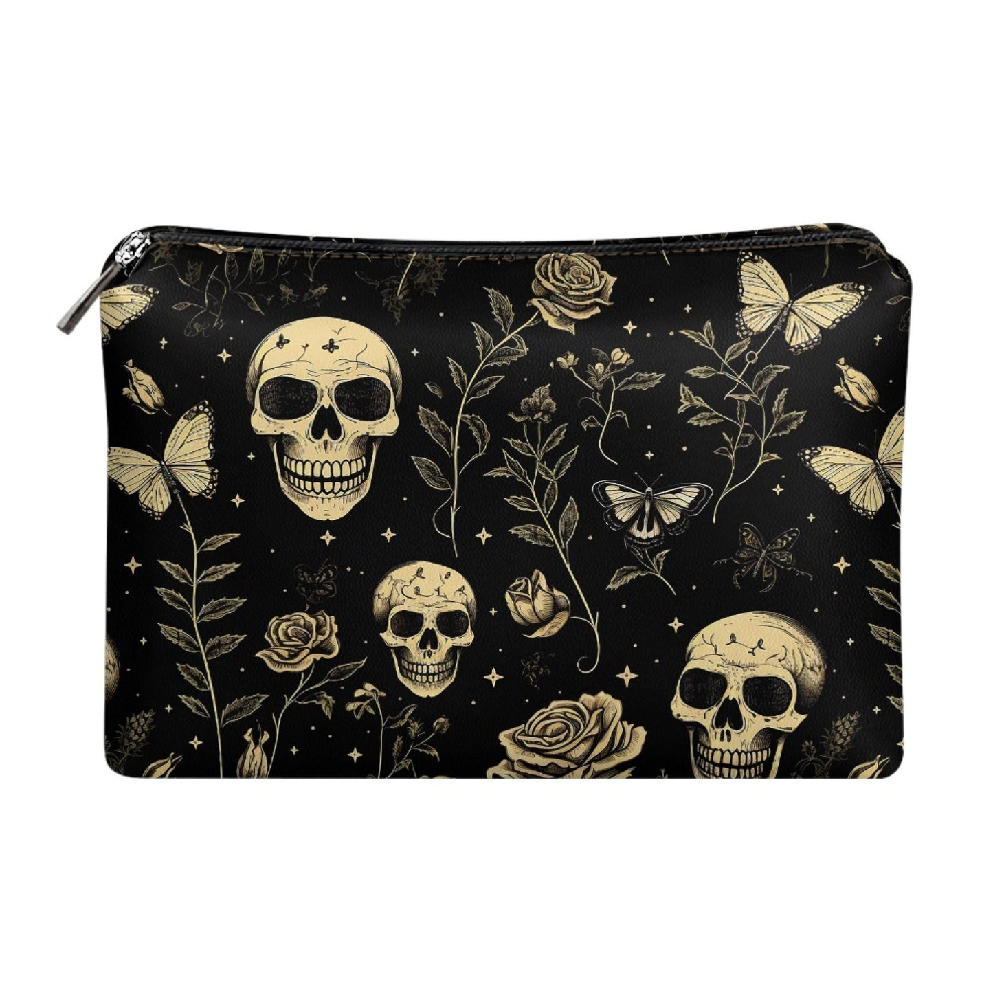 Gold Skull and Roses PU Leather Tote Bag, Goth Witch Trendy Fashion Handbag, Dark academia Vegan Leather Handbag Gift, Boho Crossbody Bag