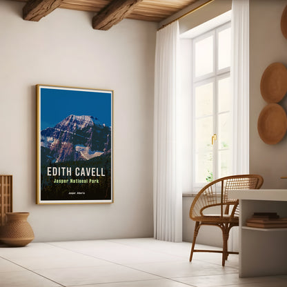 Edith Cavell Glacier Retro Travel Poster, Jasper National Park Alberta Art, Canadian Rockies Poster, Jasper Hiking Canada Wall Art Print