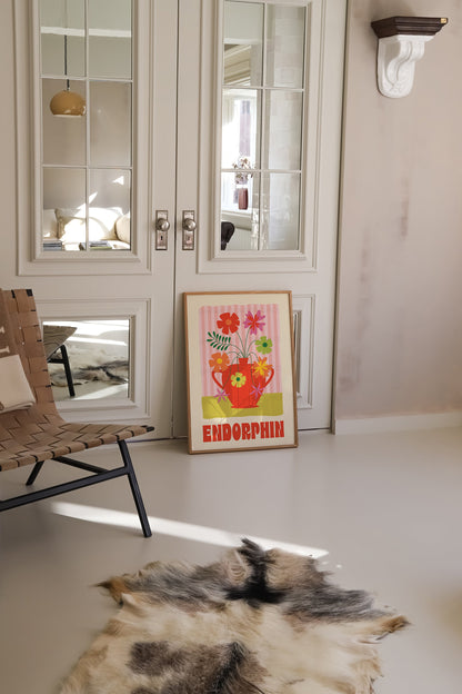 Endorphin Poster, Dopamine Decor, Maximalist Wall Art, Apartment Decor, Retro Wall Art, Trendy Wall Art, Colourful Wall Art, Flower Art