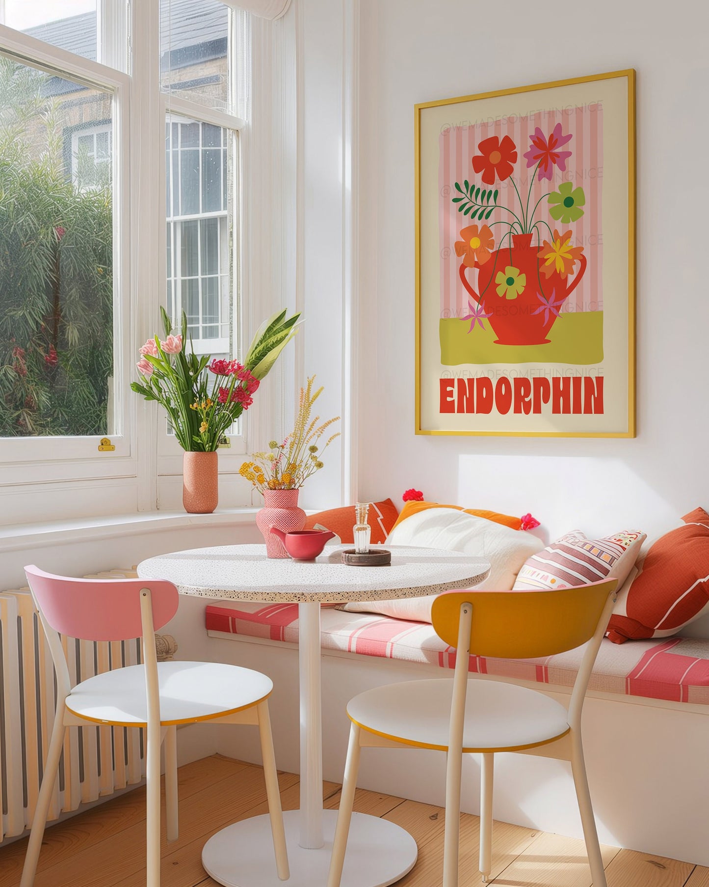 Endorphin Poster, Dopamine Decor, Maximalist Wall Art, Apartment Decor, Retro Wall Art, Trendy Wall Art, Colourful Wall Art, Flower Art