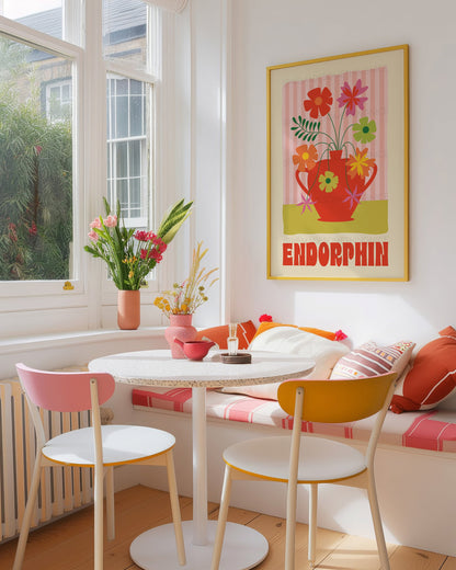 Endorphin Poster, Dopamine Decor, Maximalist Wall Art, Apartment Decor, Retro Wall Art, Trendy Wall Art, Colourful Wall Art, Flower Art