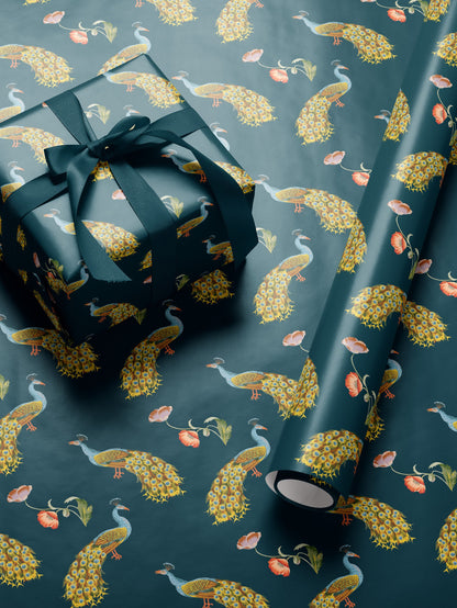Peacock Gift Wrap Print Peacock Wrapping Paper Wedding Gift Wrap Roll Elegant Gift Wrap Romantic Gift for Her Peacock Feather Pattern