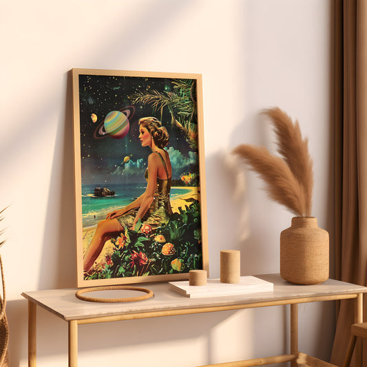 Vintage Vogue Surrealism Styled Magazine Poster, Outer Space Trippy Art, Fashion Magazine Wall Art Print, Vogue Art Print, Psychedelic Art