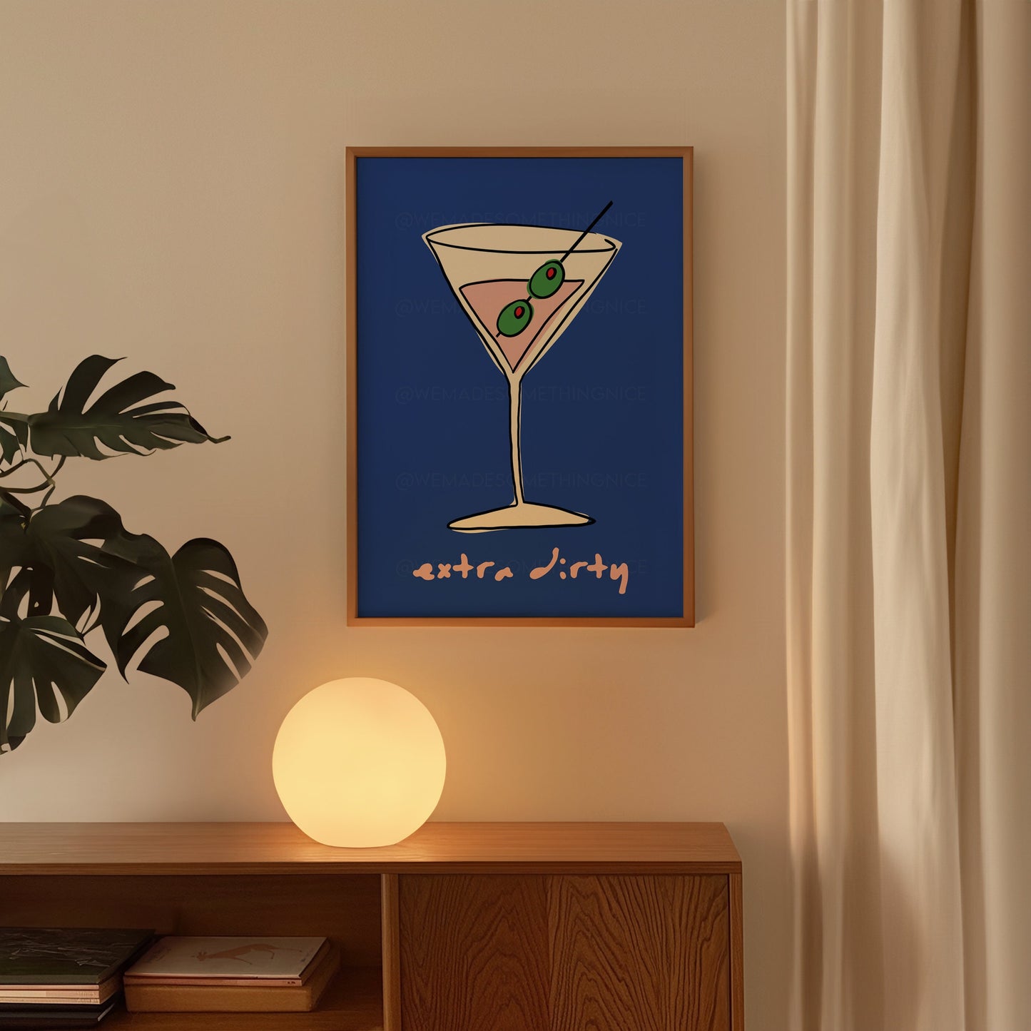 Extra Dirty Print, Martini Poster, Trendy Wall Art, Maximalist Wall Art, Apartment Decor, Retro Wall Art, Kitchen Print, Colourful Wall Art
