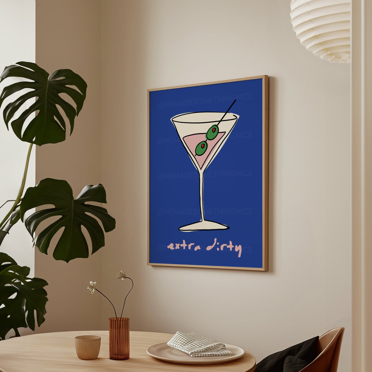 Extra Dirty Print, Martini Poster, Trendy Wall Art, Maximalist Wall Art, Apartment Decor, Retro Wall Art, Kitchen Print, Colourful Wall Art