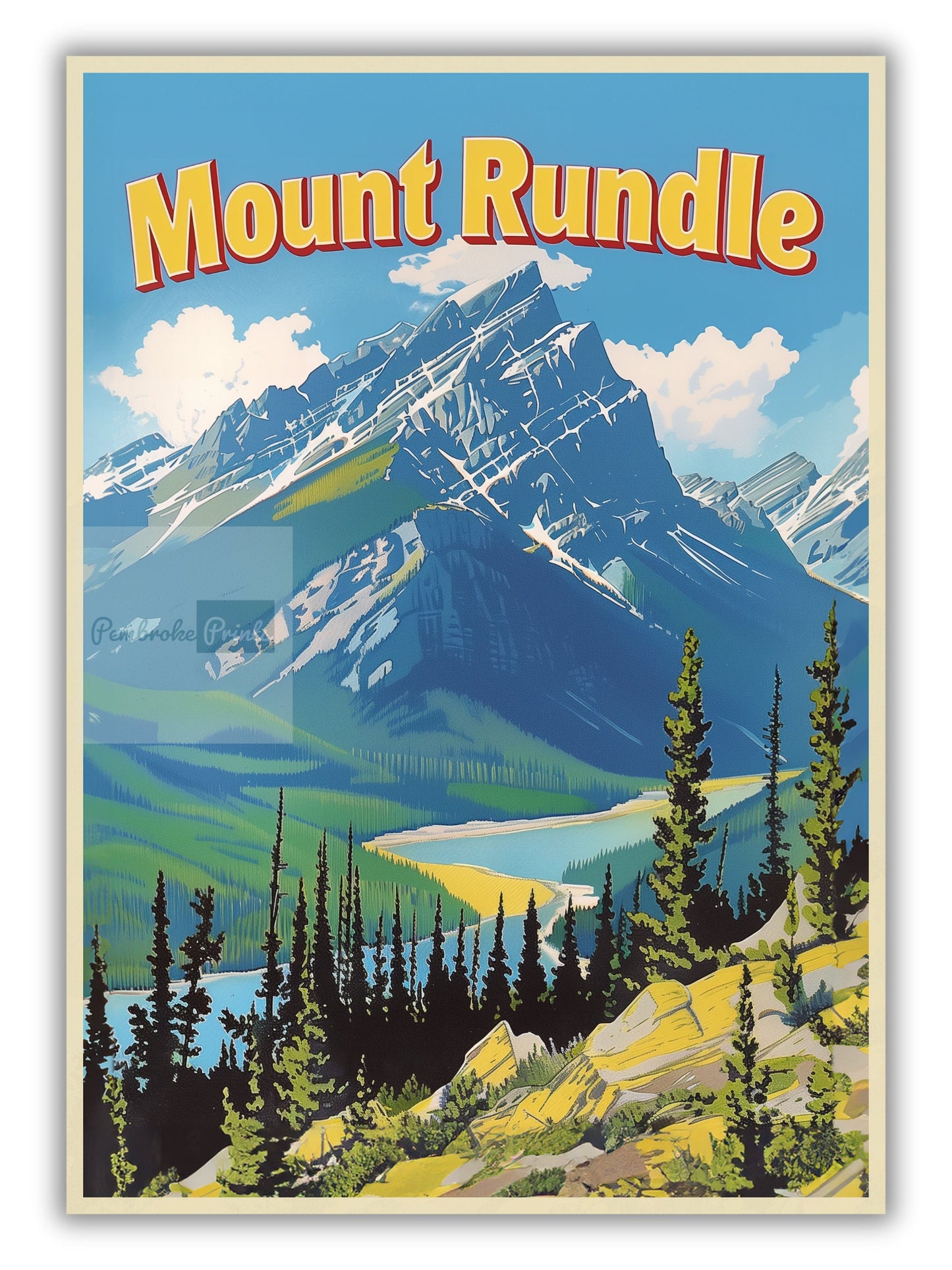 Vintage Banff Travel Poster Mount Rundle Alberta Canada Retro Print Canadian Rockies Poster Canada Travel Print Banff National Park Poster