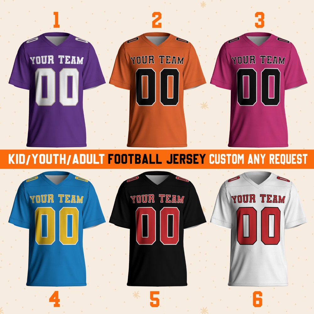 Personalized Team Name Cool Sport, Custom Kid Youth Adult Football Jersey Shirt, Team Fan Jersey, Make Your Own Name and Number Jersey