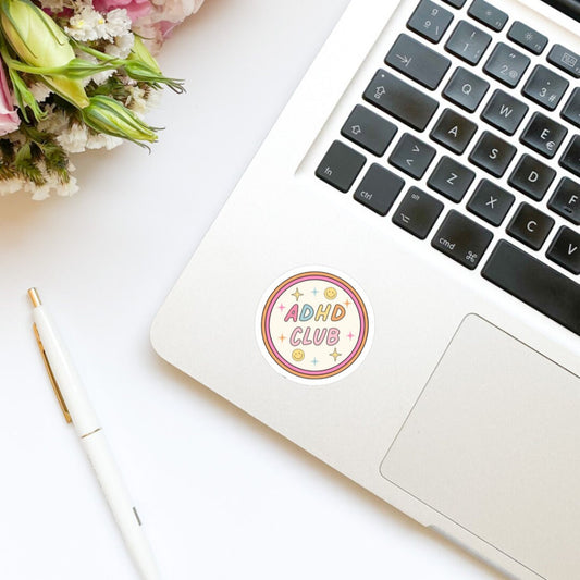 ADHD Club Sticker, bookish stickers, book stickers, kindle, laptop, booktok, mental health, neurodivergent