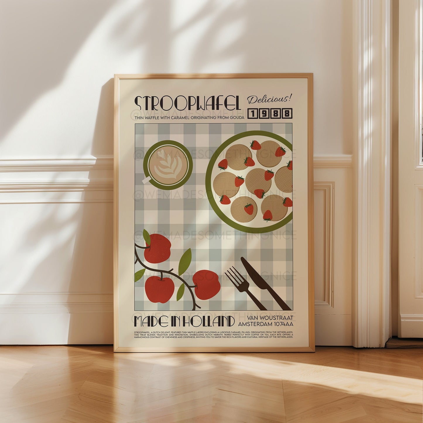 Stroopwafel Poster, Kitchen Art, Kitchen Poster, Kitchen Print, Holland Poster, French Retro, Scandinavian Kitchen Decor, Food Art