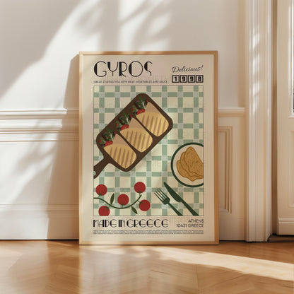 Gyros Print, Kitchen Art, Kitchen Poster, Kitchen Print, Greece Poster, Kitchen Decor, Food Art