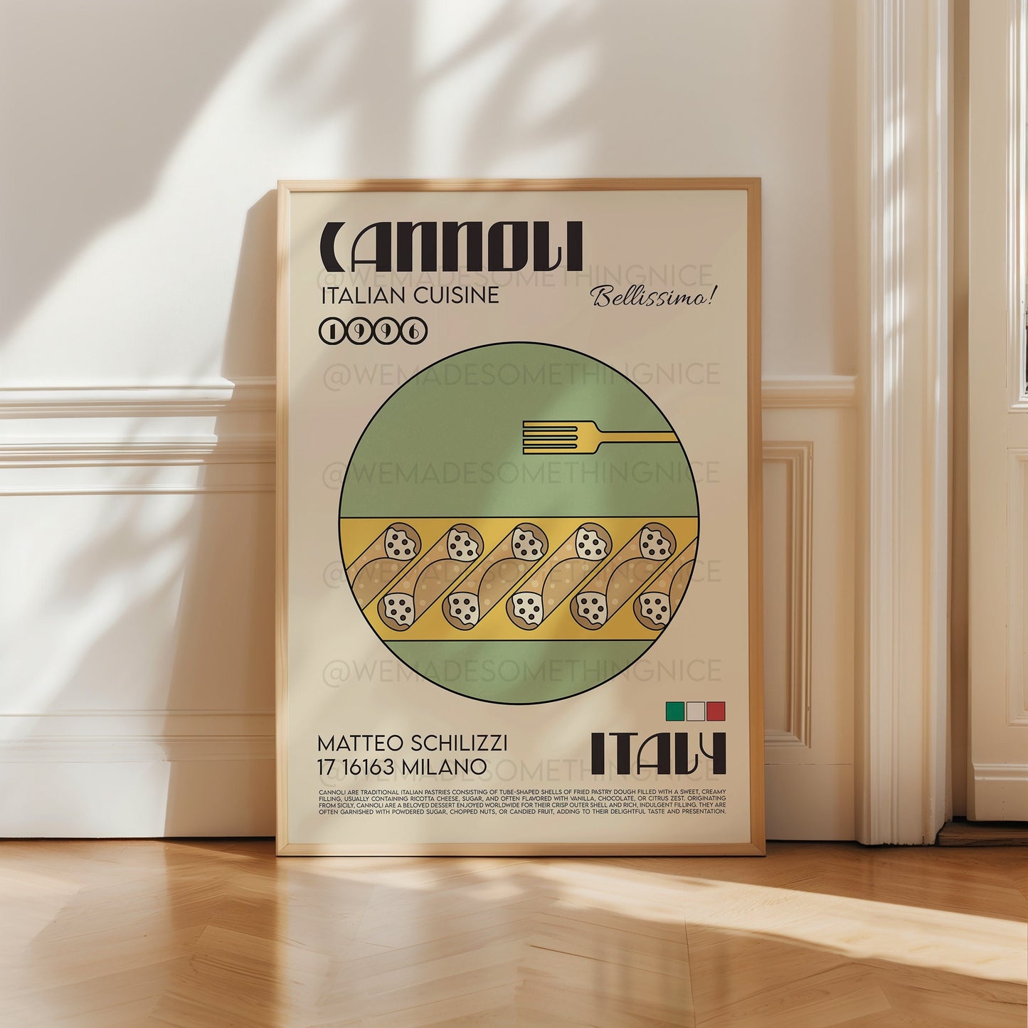 Cannoli Poster, Kitchen Art, Kitchen Poster, Kitchen Print, Food Poster, Italia Art, Retro Wall Art