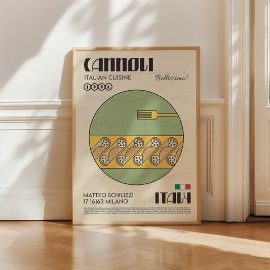 Cannoli Poster, Kitchen Art, Kitchen Poster, Kitchen Print, Food Poster, Italia Art, Retro Wall Art