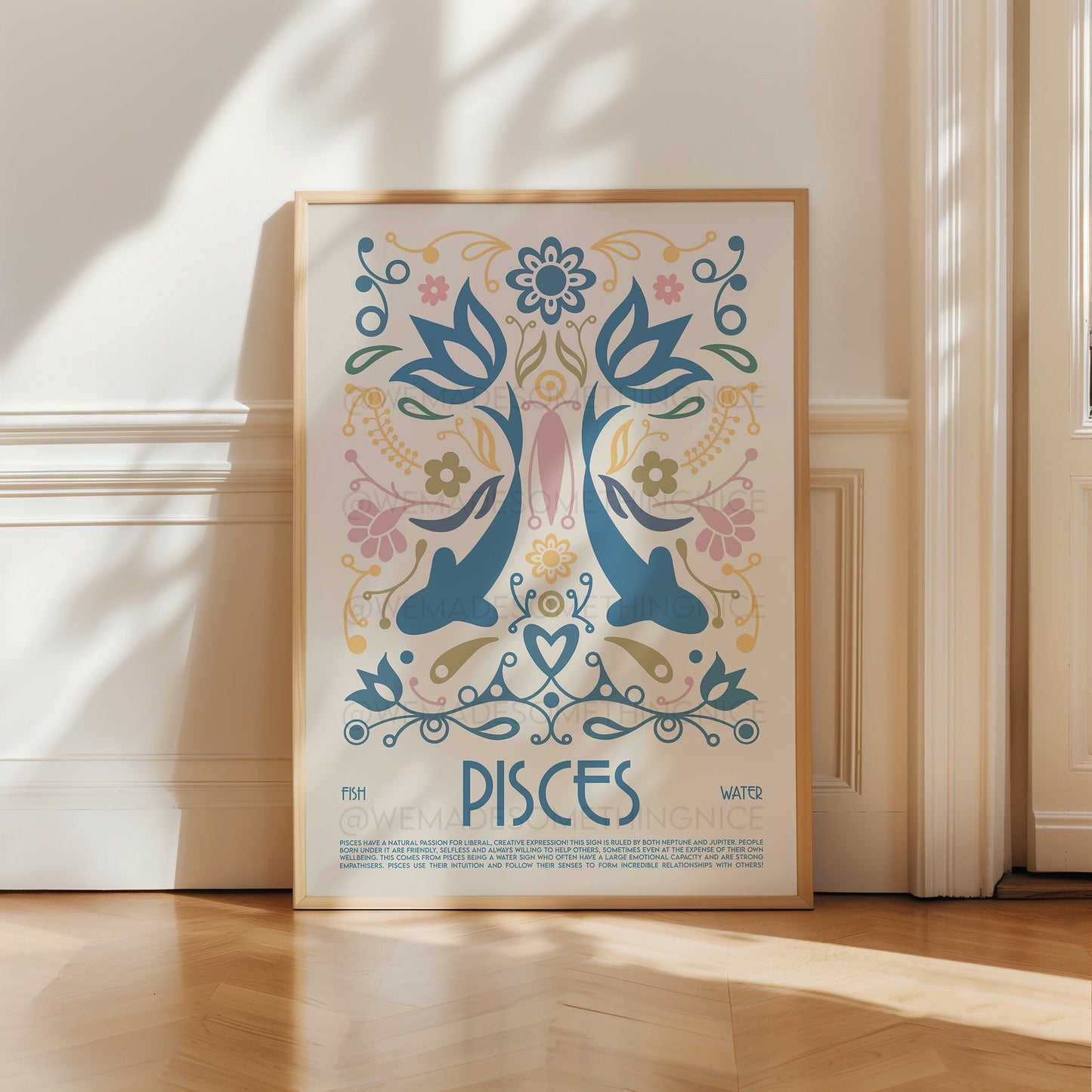 Pisces Poster, Horoscope Print, Astrological Wall Art, Tarot, Exhibition Poster, Zodiac Poster, Birthday Present, Housewarming, Boho