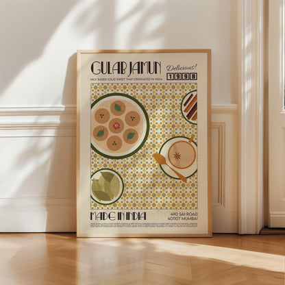 Gulab Jamun Poster, Food Print, Modern Kitchen Decor, Travel Poster, Kitchen Poster, Exhibition Poster Retro Wall Art, India Print