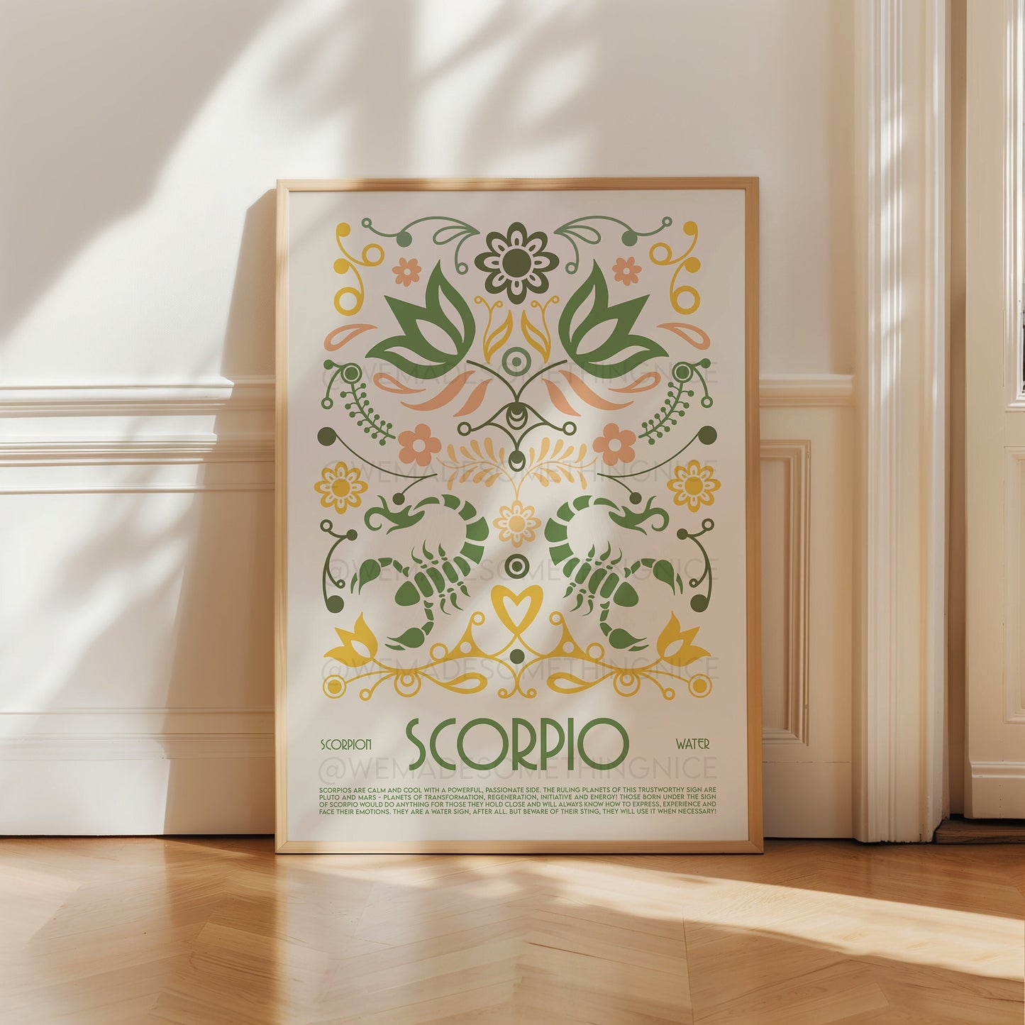 Scorpio Poster, Horoscope Print, Astrological Wall Art, Boho, Exhibition Poster, Zodiac Poster, Birthday Present, Housewarming, Bedroom