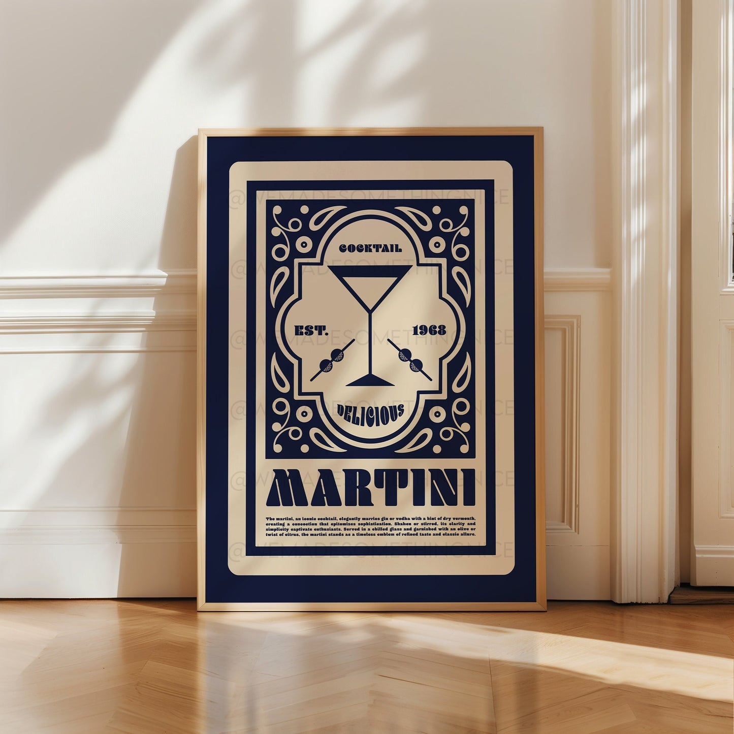 Martini Poster, Cocktail Art, Kitchen Art, Kitchen Poster, Kitchen Wall Art, Retro Print, Art Deco, Kitchen Decor