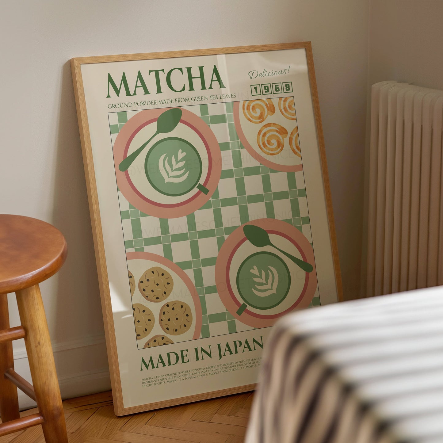 Matcha Poster, Kitchen Art, Kitchen Poster, Kitchen Print, Food Poster, Modern Kitchen Decor, Home Decor, Wall Art, Retro Wall Art