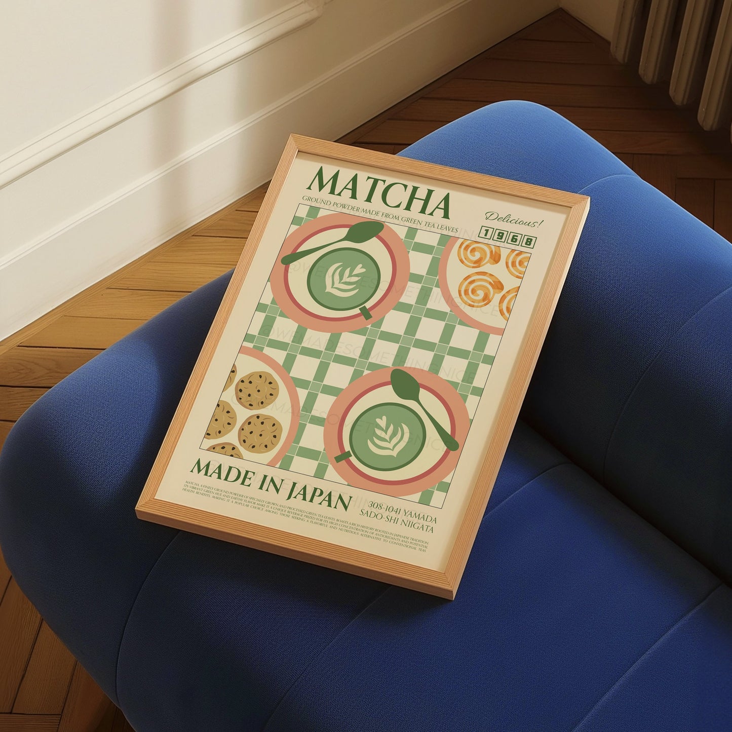 Matcha Poster, Kitchen Art, Kitchen Poster, Kitchen Print, Food Poster, Modern Kitchen Decor, Home Decor, Wall Art, Retro Wall Art