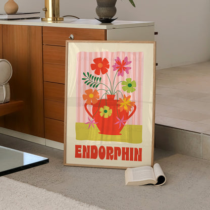 Endorphin Poster, Dopamine Decor, Maximalist Wall Art, Apartment Decor, Retro Wall Art, Trendy Wall Art, Colourful Wall Art, Flower Art