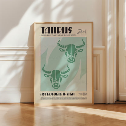 Taurus Poster, Horoscope Print, Astrological Wall Art, Illustration, Exhibition Poster, Zodiac Poster, Birthday Present Housewarming