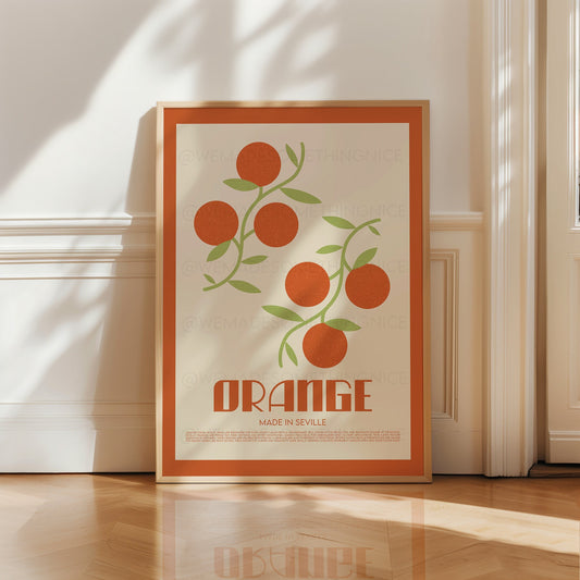 Orange Poster, Food Print, Modern Kitchen Decor, Food lover, Chef Print, Exhibition Poster, Retro Wall Art, Kitchen Art, Colourful Home Art