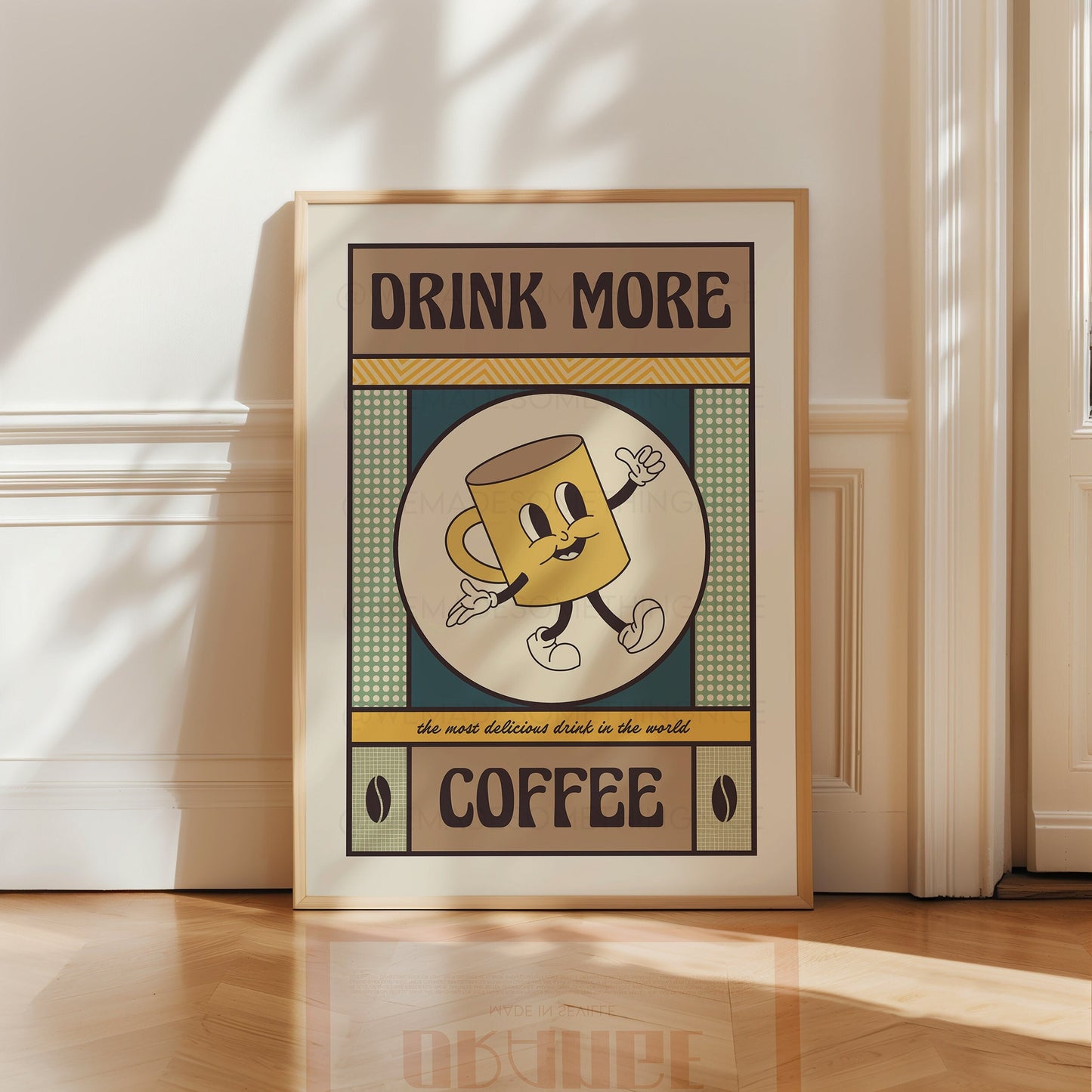 Coffee Print, Coffee Poster, Coffee Art, Kitchen Art Retro Poster, Kitchen Wall Art, Funny Print, Exhibition Poster, Coffee Lover
