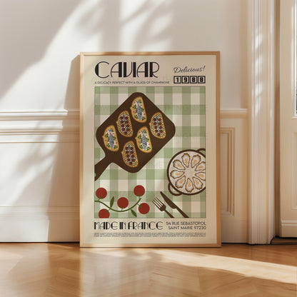 Caviar Poster, Food Print, Food Poster, Retro Poster, Pop Art, Kitchen Art, Exhibition Poster, Housewarming,