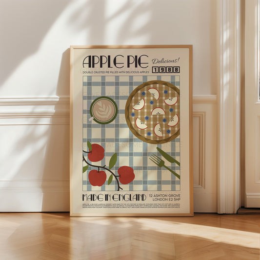 Apple Pie Poster, Kitchen Art, Kitchen Poster, Kitchen Print, Food Print, Modern Kitchen Decor, Retro Poster