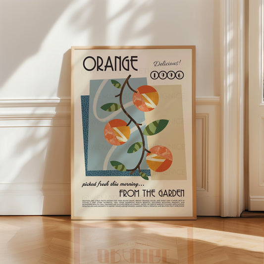 Orange Poster, Kitchen Art, Kitchen Wall Art, Food Poster, Food Print, Food Art, Cottage Core, Retro Wall Art