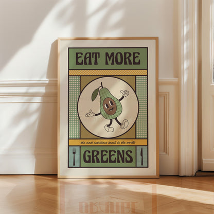 Eat More Greens Poster, Funny Print, Funny Quote Print, Kitchen Art, Kitchen Poster, Kitchen Print, Food Art, Food Poster