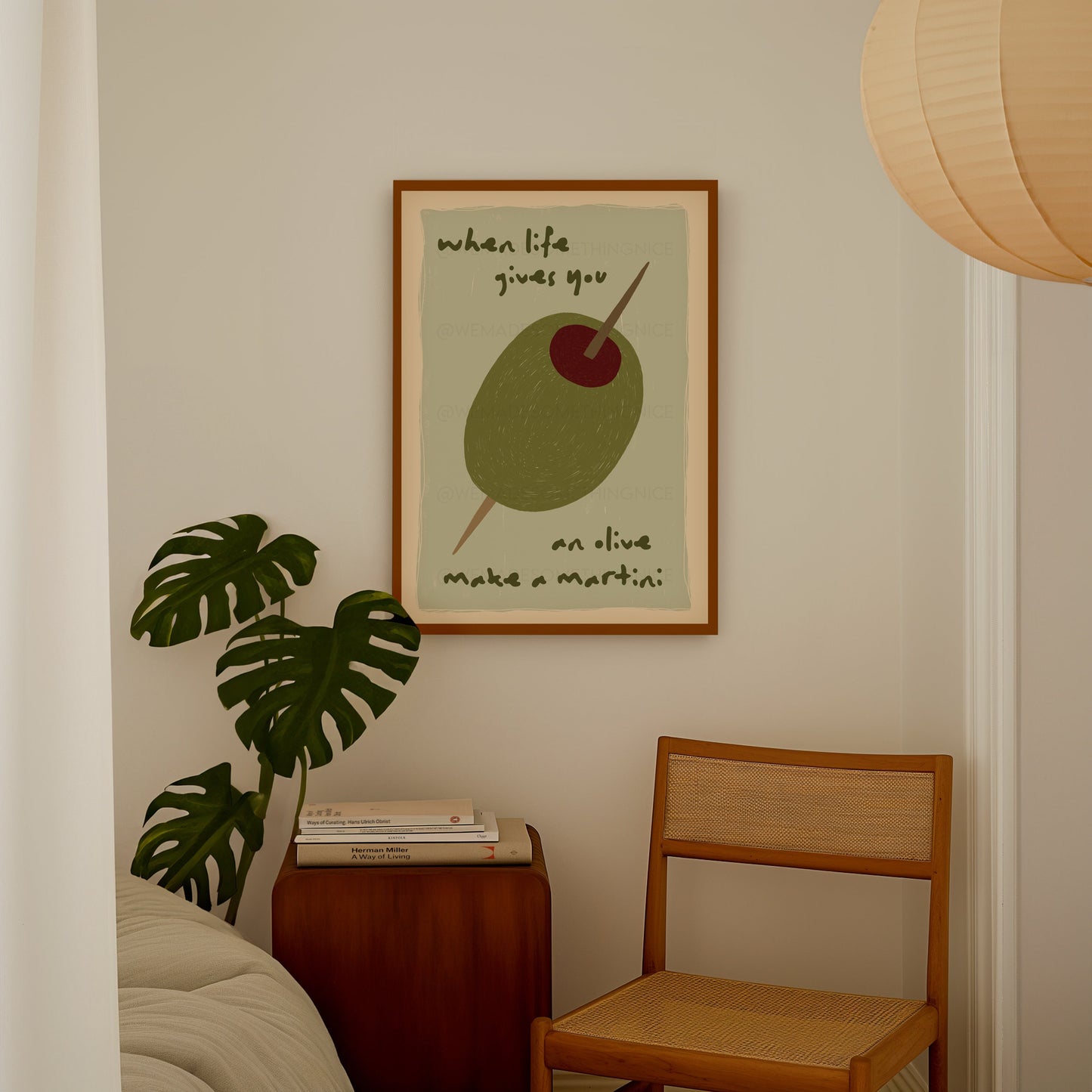 Olive Poster, Kitchen Art, Kitchen Poster, Kitchen Print, Cocktail, Trendy Wall Art, Maximalist Wall Art, Apartment Decor, Retro Wall Art
