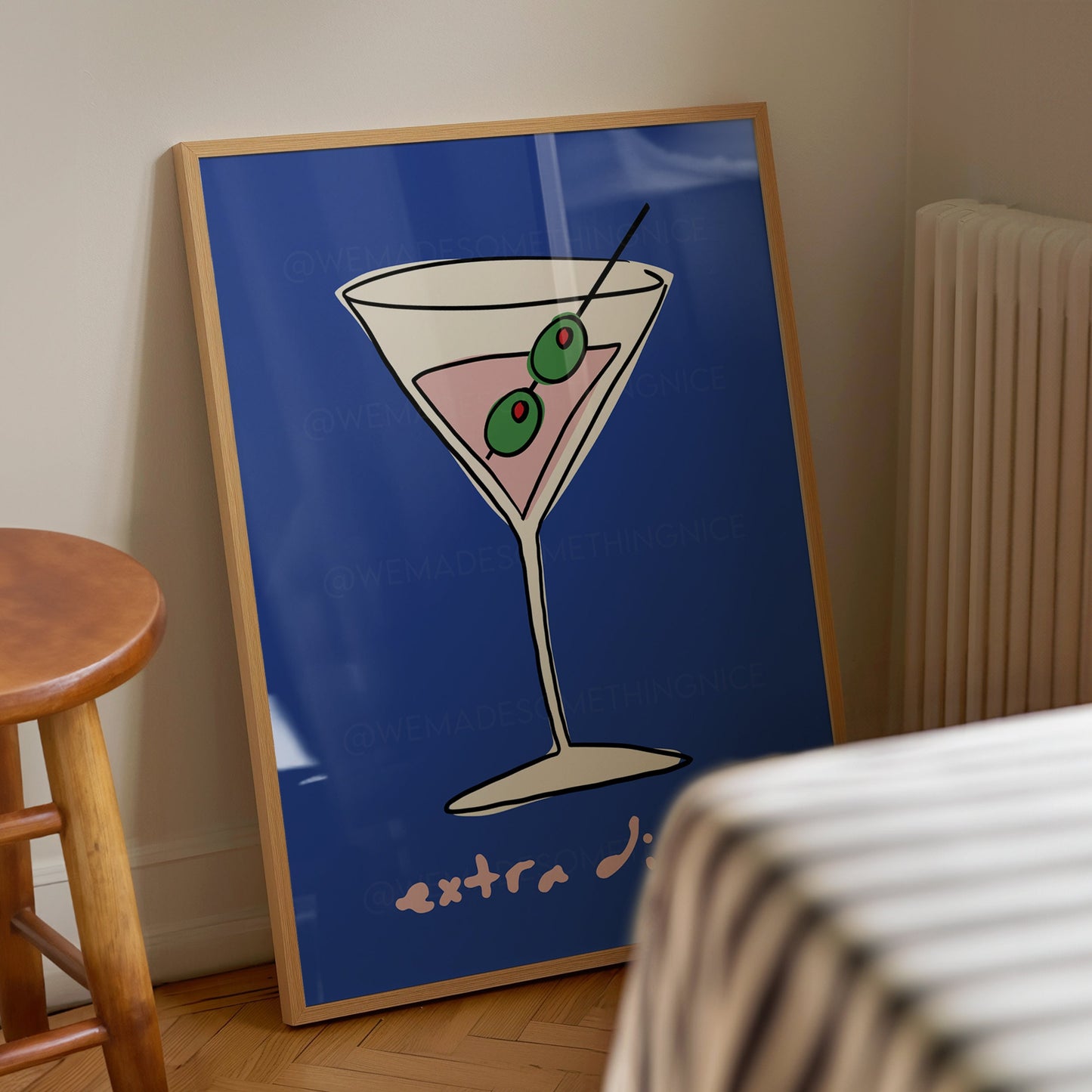 Extra Dirty Print, Martini Poster, Trendy Wall Art, Maximalist Wall Art, Apartment Decor, Retro Wall Art, Kitchen Print, Colourful Wall Art