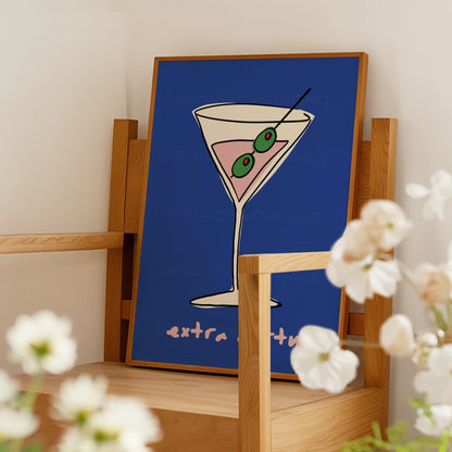 Extra Dirty Print, Martini Poster, Trendy Wall Art, Maximalist Wall Art, Apartment Decor, Retro Wall Art, Kitchen Print, Colourful Wall Art